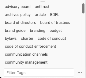 A screenshot of the tag selection widget on Zotero